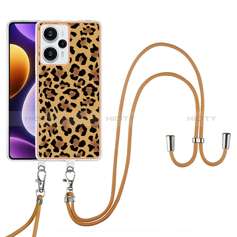 Coque Silicone Motif Fantaisie Souple Couleur Unie Etui Housse avec Laniere Strap YB8 pour Xiaomi Poco F5 5G Plus