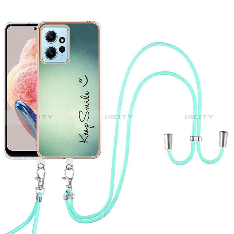 Coque Silicone Motif Fantaisie Souple Couleur Unie Etui Housse avec Laniere Strap YB8 pour Xiaomi Redmi Note 12 4G Plus