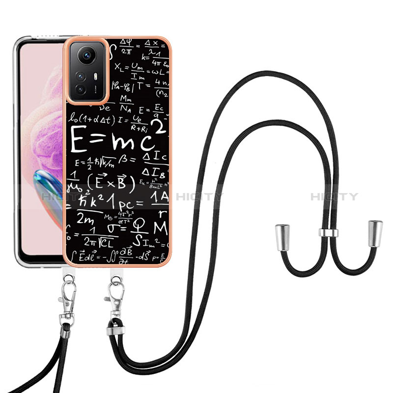 Coque Silicone Motif Fantaisie Souple Couleur Unie Etui Housse avec Laniere Strap YB8 pour Xiaomi Redmi Note 12S Mixte Plus