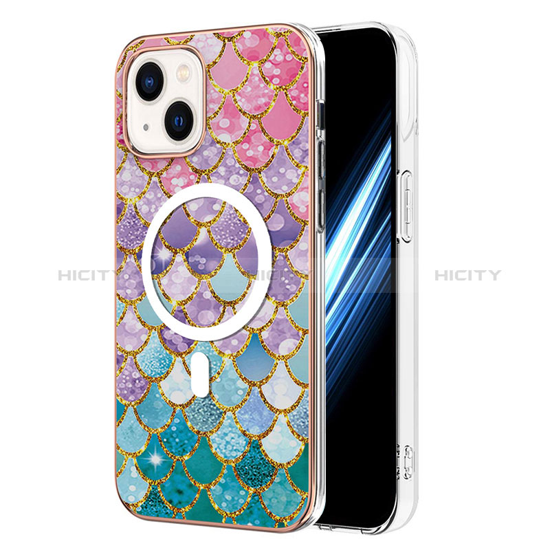 Coque Silicone Motif Fantaisie Souple Couleur Unie Etui Housse avec Mag-Safe Magnetic Magnetique pour Apple iPhone 14 Plus Colorful Plus