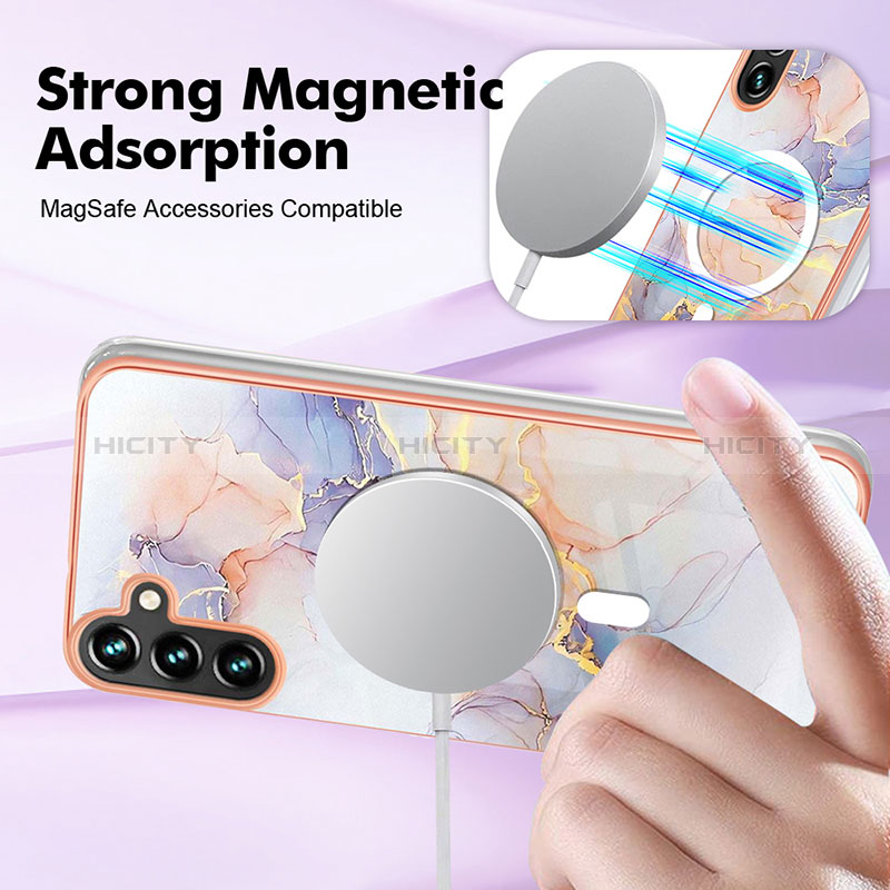 Coque Silicone Motif Fantaisie Souple Couleur Unie Etui Housse avec Mag-Safe Magnetic Magnetique pour Samsung Galaxy Quantum4 5G Plus