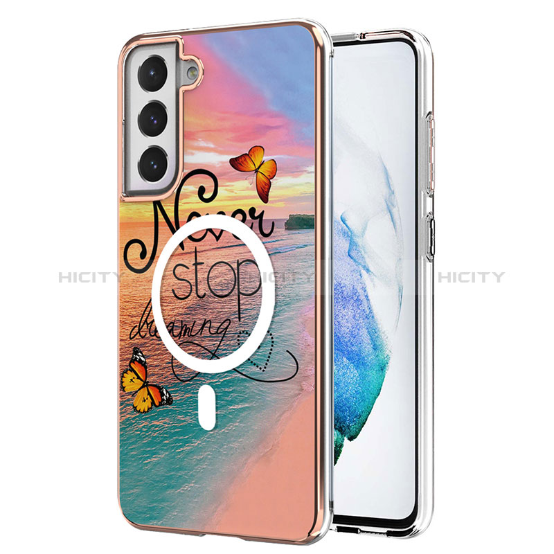 Coque Silicone Motif Fantaisie Souple Couleur Unie Etui Housse avec Mag-Safe Magnetic Magnetique pour Samsung Galaxy S21 FE 5G Plus