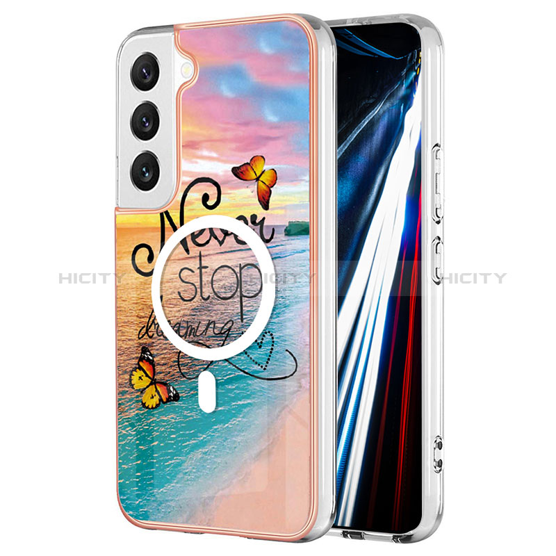 Coque Silicone Motif Fantaisie Souple Couleur Unie Etui Housse avec Mag-Safe Magnetic Magnetique pour Samsung Galaxy S22 Plus 5G Mixte Plus