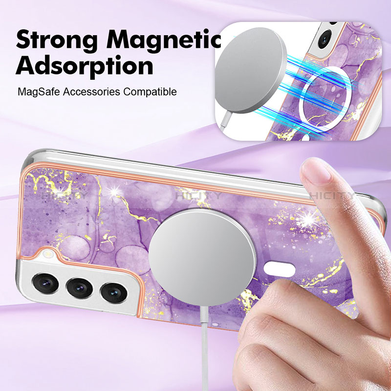 Coque Silicone Motif Fantaisie Souple Couleur Unie Etui Housse avec Mag-Safe Magnetic Magnetique pour Samsung Galaxy S22 Plus 5G Plus