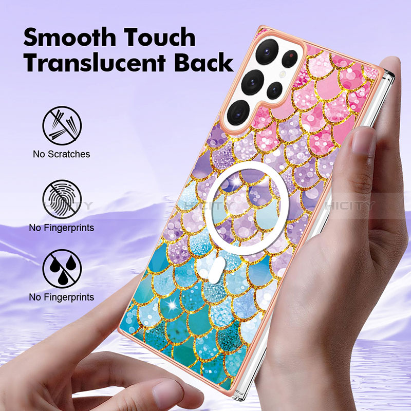 Coque Silicone Motif Fantaisie Souple Couleur Unie Etui Housse avec Mag-Safe Magnetic Magnetique pour Samsung Galaxy S23 Ultra 5G Plus