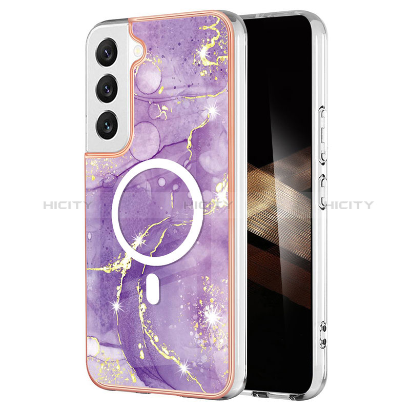 Coque Silicone Motif Fantaisie Souple Couleur Unie Etui Housse avec Mag-Safe Magnetic Magnetique pour Samsung Galaxy S24 5G Violet Plus