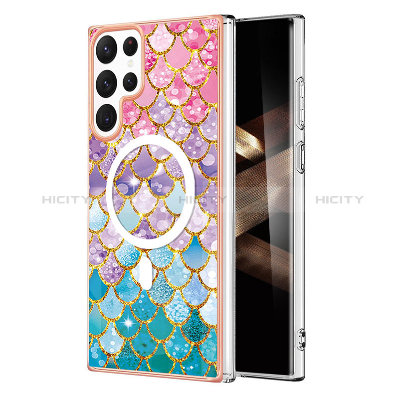 Coque Silicone Motif Fantaisie Souple Couleur Unie Etui Housse avec Mag-Safe Magnetic Magnetique pour Samsung Galaxy S24 Ultra 5G Plus