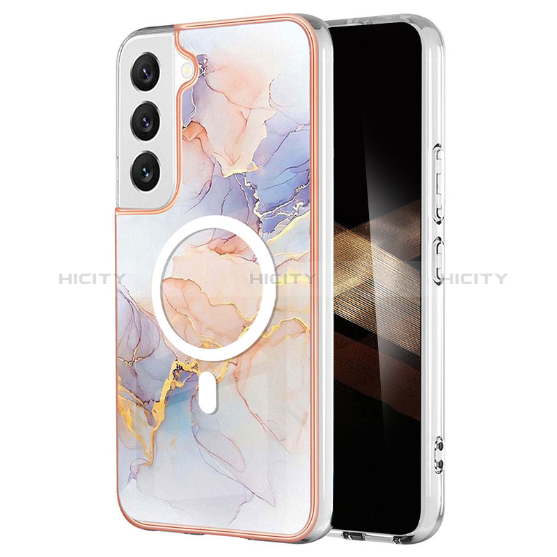 Coque Silicone Motif Fantaisie Souple Couleur Unie Etui Housse avec Mag-Safe Magnetic Magnetique pour Samsung Galaxy S25 Plus 5G Blanc Plus