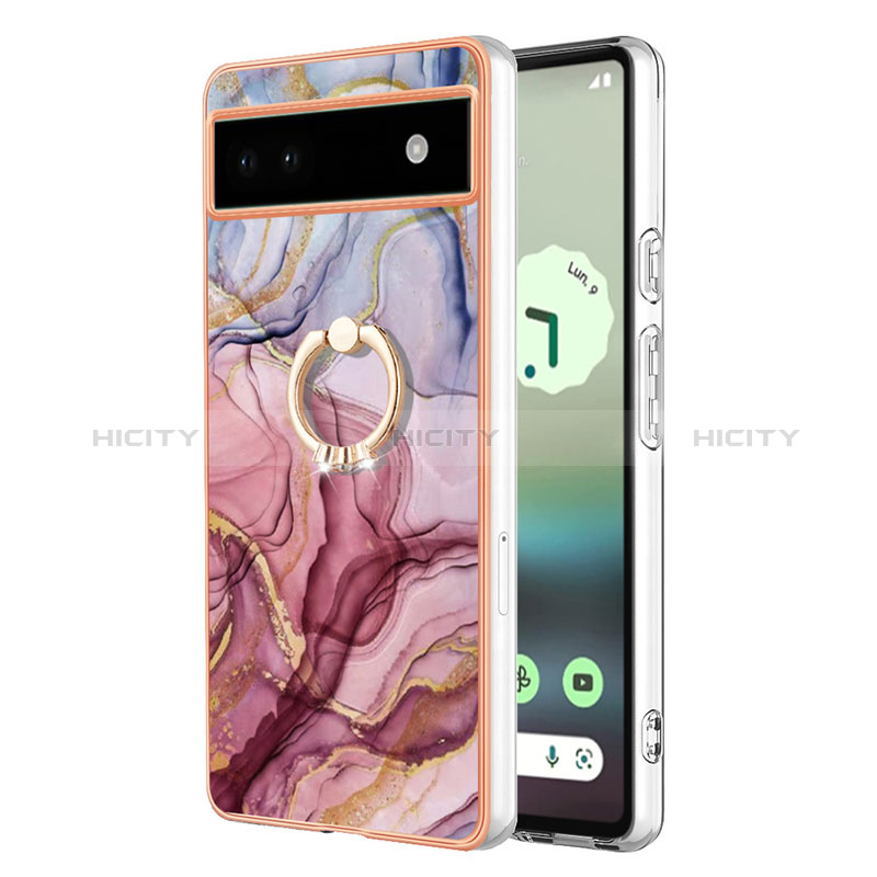 Coque Silicone Motif Fantaisie Souple Couleur Unie Etui Housse avec Support Bague Anneau Y01B pour Google Pixel 6a 5G Mixte Plus