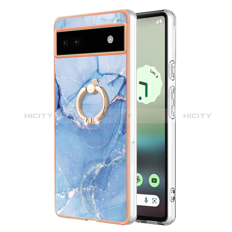 Coque Silicone Motif Fantaisie Souple Couleur Unie Etui Housse avec Support Bague Anneau Y01B pour Google Pixel 6a 5G Plus