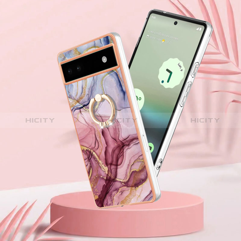 Coque Silicone Motif Fantaisie Souple Couleur Unie Etui Housse avec Support Bague Anneau Y01B pour Google Pixel 6a 5G Plus