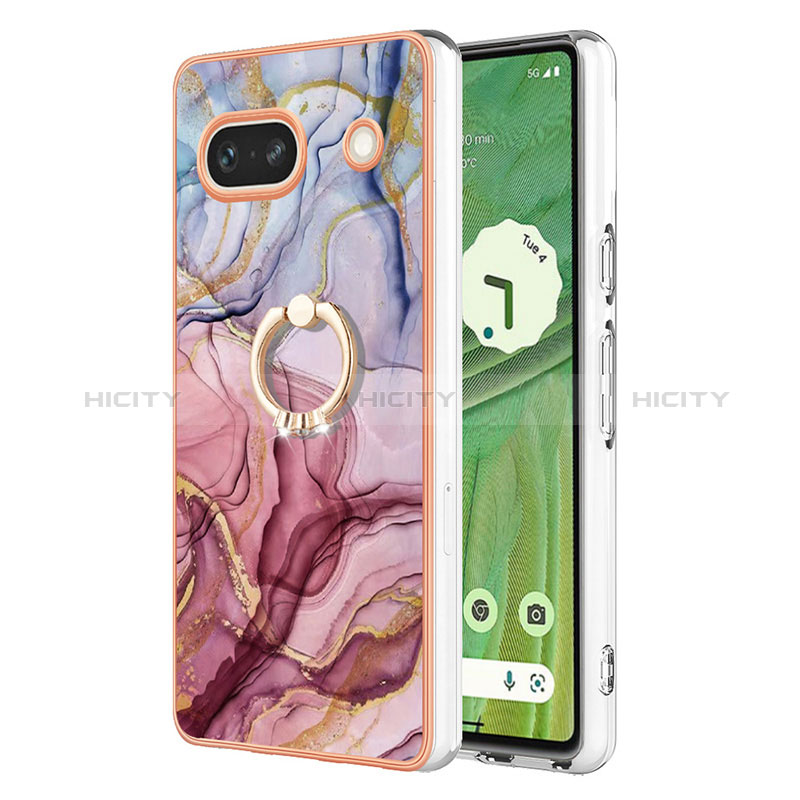 Coque Silicone Motif Fantaisie Souple Couleur Unie Etui Housse avec Support Bague Anneau Y01B pour Google Pixel 7a 5G Mixte Plus