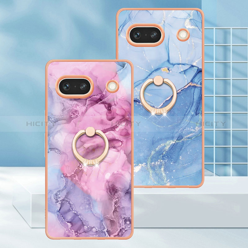 Coque Silicone Motif Fantaisie Souple Couleur Unie Etui Housse avec Support Bague Anneau Y01B pour Google Pixel 7a 5G Plus