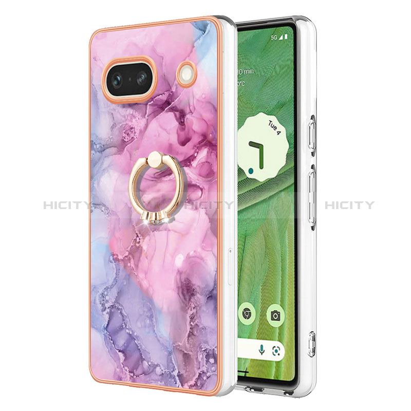 Coque Silicone Motif Fantaisie Souple Couleur Unie Etui Housse avec Support Bague Anneau Y01B pour Google Pixel 7a 5G Plus