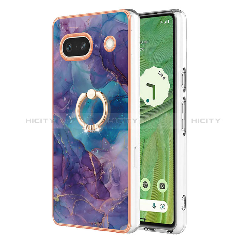 Coque Silicone Motif Fantaisie Souple Couleur Unie Etui Housse avec Support Bague Anneau Y01B pour Google Pixel 7a 5G Plus