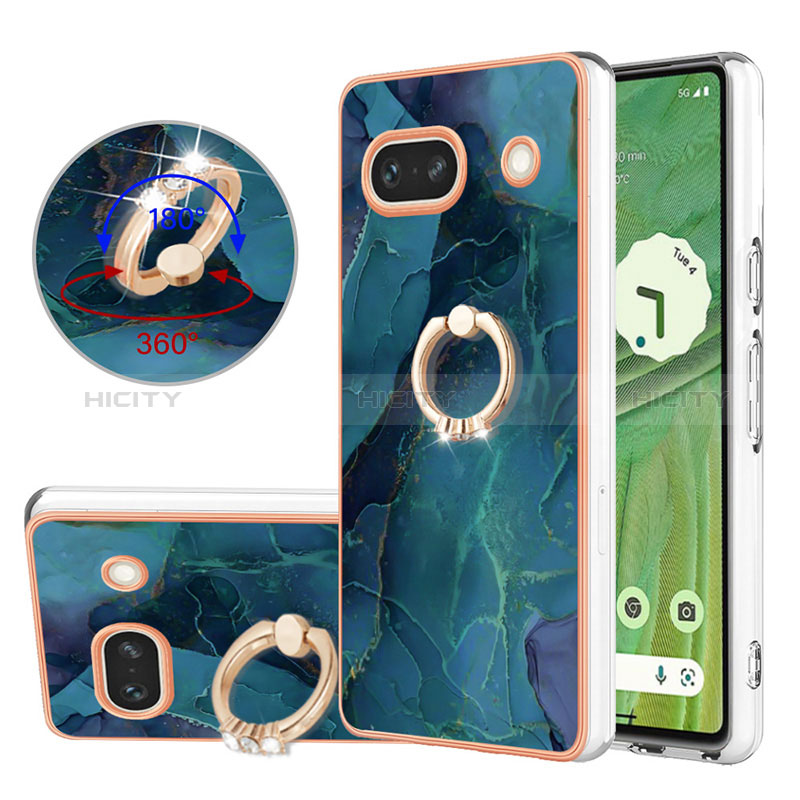 Coque Silicone Motif Fantaisie Souple Couleur Unie Etui Housse avec Support Bague Anneau Y01B pour Google Pixel 7a 5G Plus