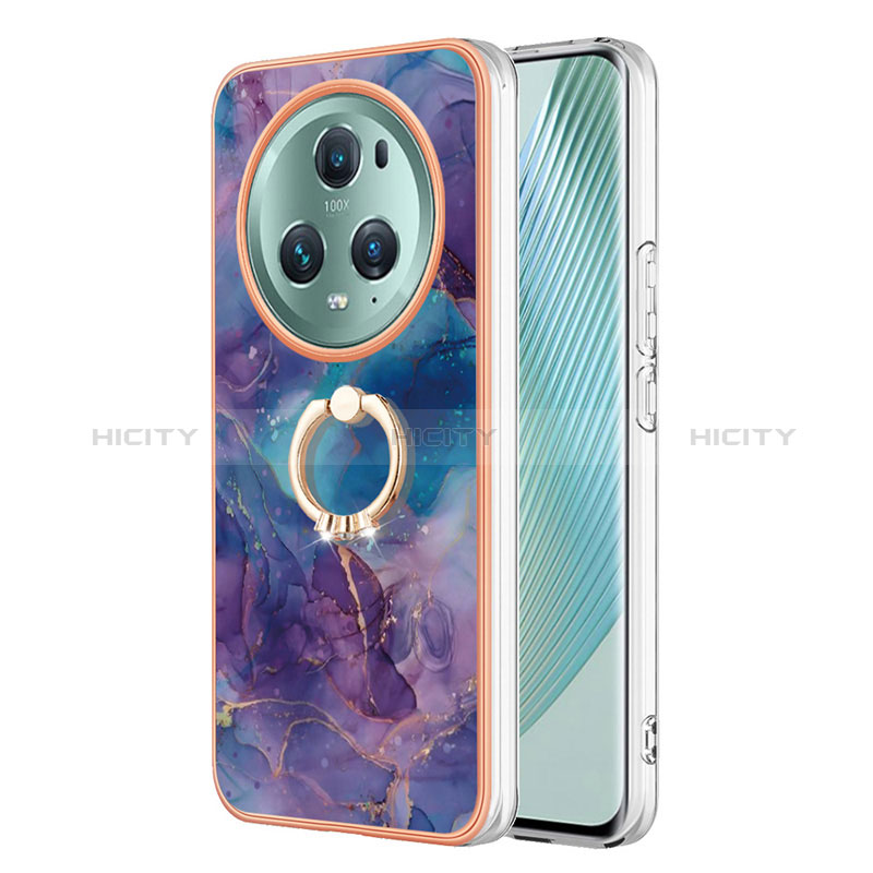 Coque Silicone Motif Fantaisie Souple Couleur Unie Etui Housse avec Support Bague Anneau Y01B pour Huawei Honor Magic5 Pro 5G Plus