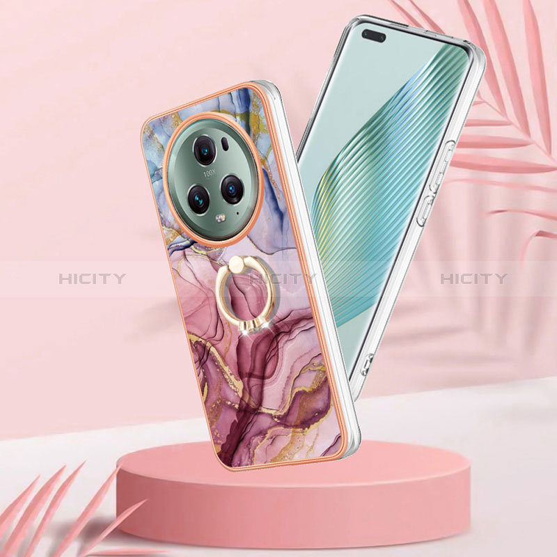 Coque Silicone Motif Fantaisie Souple Couleur Unie Etui Housse avec Support Bague Anneau Y01B pour Huawei Honor Magic5 Pro 5G Plus