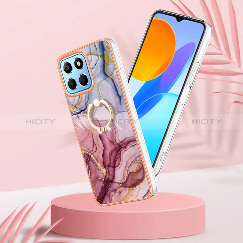 Coque Silicone Motif Fantaisie Souple Couleur Unie Etui Housse avec Support Bague Anneau Y01B pour Huawei Honor X6 5G Plus