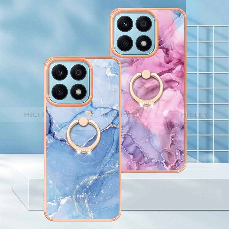 Coque Silicone Motif Fantaisie Souple Couleur Unie Etui Housse avec Support Bague Anneau Y01B pour Huawei Honor X8a 4G Plus