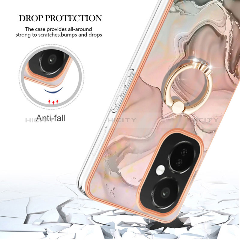 Coque Silicone Motif Fantaisie Souple Couleur Unie Etui Housse avec Support Bague Anneau Y01B pour OnePlus Nord CE 3 Lite 5G Plus