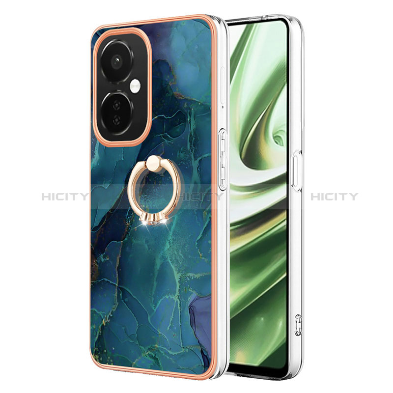 Coque Silicone Motif Fantaisie Souple Couleur Unie Etui Housse avec Support Bague Anneau Y01B pour OnePlus Nord CE 3 Lite 5G Vert Plus