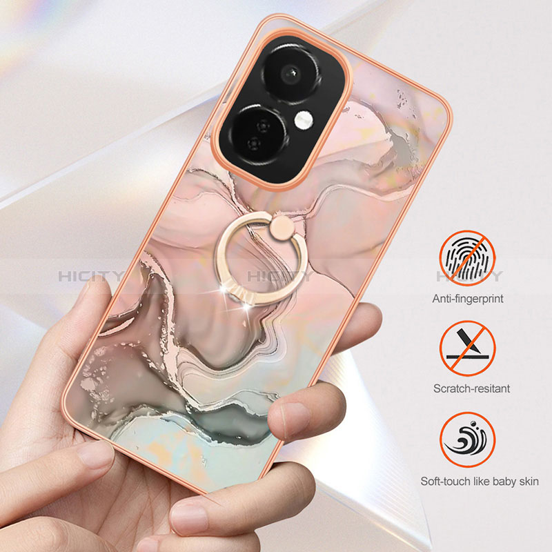 Coque Silicone Motif Fantaisie Souple Couleur Unie Etui Housse avec Support Bague Anneau Y01B pour OnePlus Nord N30 5G Plus