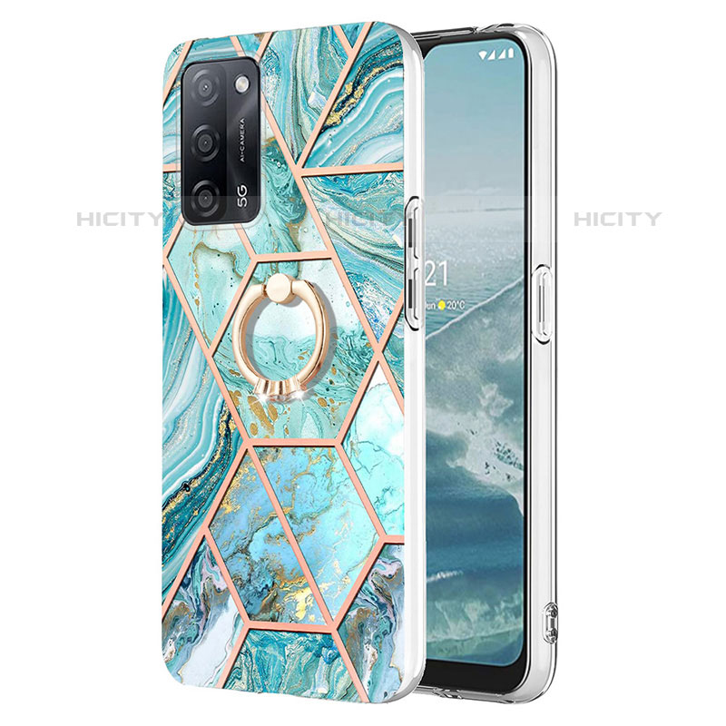 Coque Silicone Motif Fantaisie Souple Couleur Unie Etui Housse avec Support Bague Anneau Y01B pour Oppo A53s 5G Pastel Vert Plus