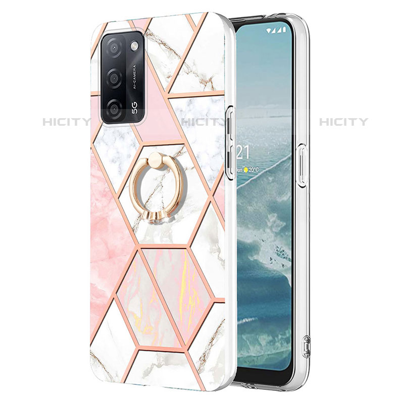 Coque Silicone Motif Fantaisie Souple Couleur Unie Etui Housse avec Support Bague Anneau Y01B pour Oppo A53s 5G Plus