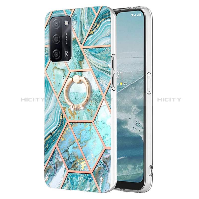 Coque Silicone Motif Fantaisie Souple Couleur Unie Etui Housse avec Support Bague Anneau Y01B pour Oppo A56 5G Plus