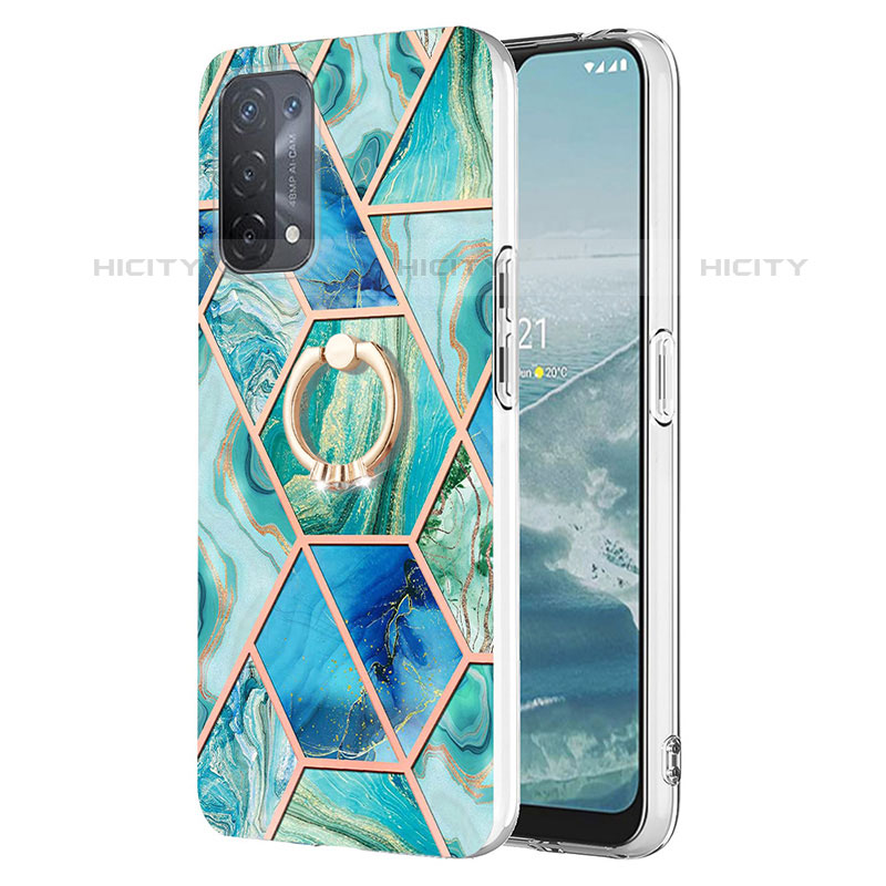 Coque Silicone Motif Fantaisie Souple Couleur Unie Etui Housse avec Support Bague Anneau Y01B pour Oppo A93 5G Plus