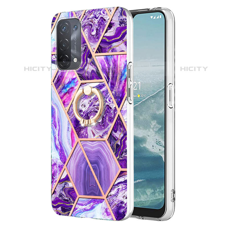 Coque Silicone Motif Fantaisie Souple Couleur Unie Etui Housse avec Support Bague Anneau Y01B pour Oppo A93 5G Plus