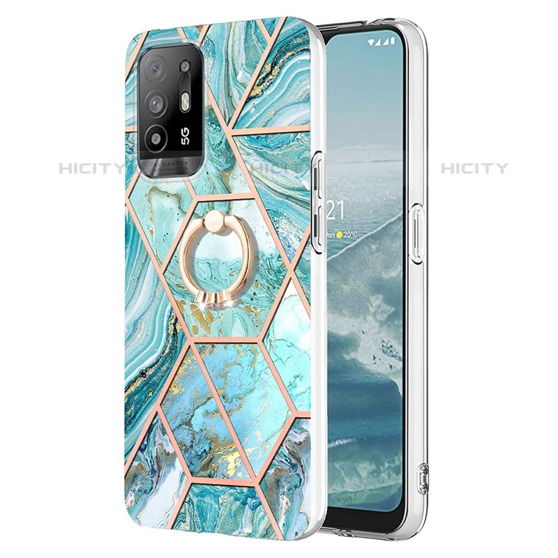 Coque Silicone Motif Fantaisie Souple Couleur Unie Etui Housse avec Support Bague Anneau Y01B pour Oppo A94 5G Pastel Vert Plus