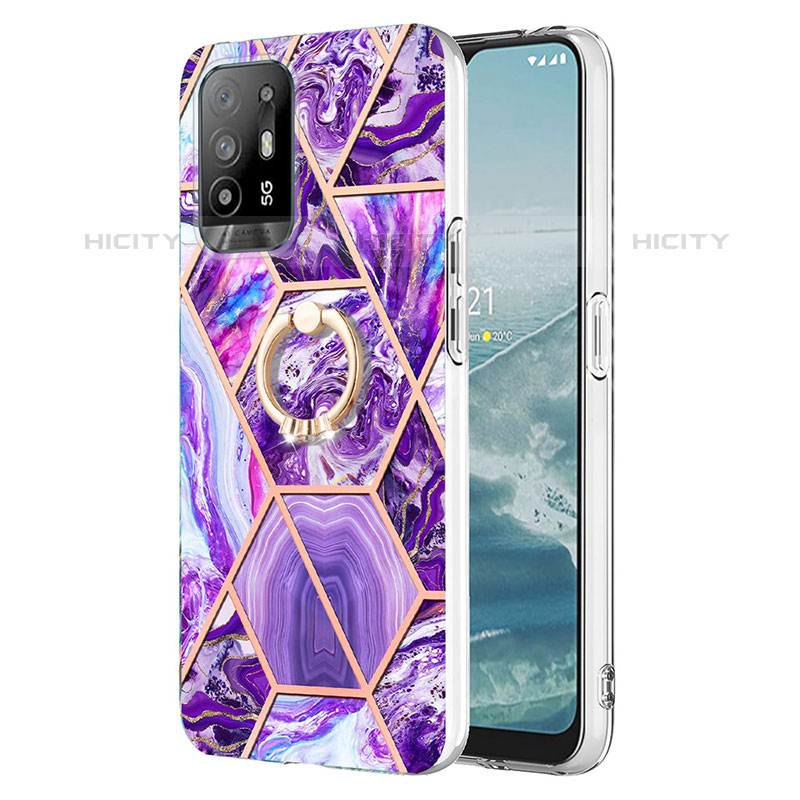 Coque Silicone Motif Fantaisie Souple Couleur Unie Etui Housse avec Support Bague Anneau Y01B pour Oppo A94 5G Plus