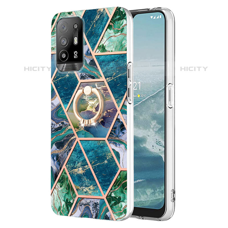 Coque Silicone Motif Fantaisie Souple Couleur Unie Etui Housse avec Support Bague Anneau Y01B pour Oppo A94 5G Plus