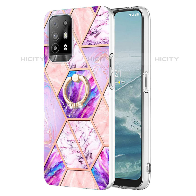 Coque Silicone Motif Fantaisie Souple Couleur Unie Etui Housse avec Support Bague Anneau Y01B pour Oppo A94 5G Plus