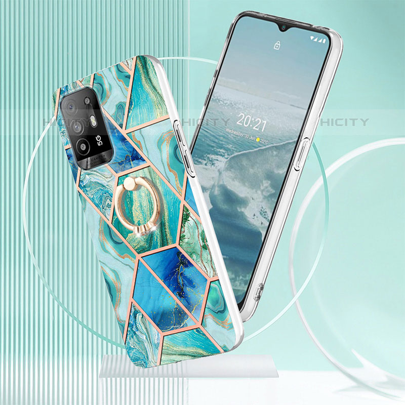 Coque Silicone Motif Fantaisie Souple Couleur Unie Etui Housse avec Support Bague Anneau Y01B pour Oppo Reno5 Z 5G Plus