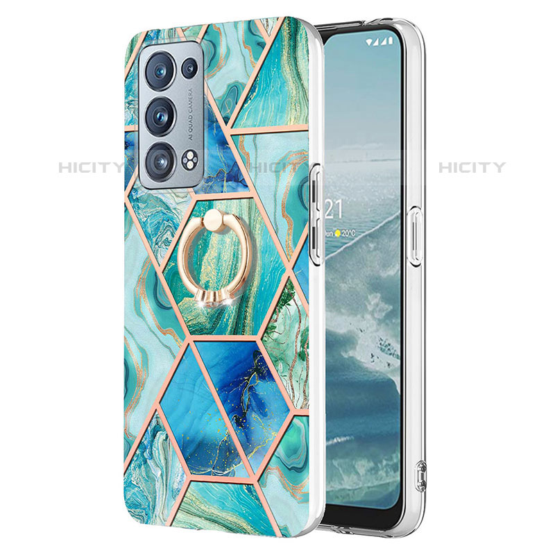 Coque Silicone Motif Fantaisie Souple Couleur Unie Etui Housse avec Support Bague Anneau Y01B pour Oppo Reno6 Pro 5G Plus