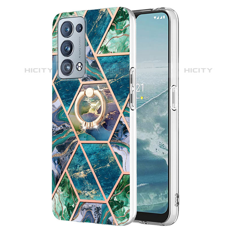 Coque Silicone Motif Fantaisie Souple Couleur Unie Etui Housse avec Support Bague Anneau Y01B pour Oppo Reno6 Pro 5G Plus