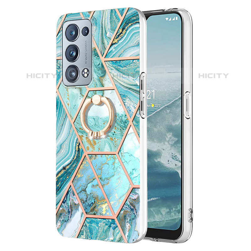 Coque Silicone Motif Fantaisie Souple Couleur Unie Etui Housse avec Support Bague Anneau Y01B pour Oppo Reno6 Pro 5G Plus