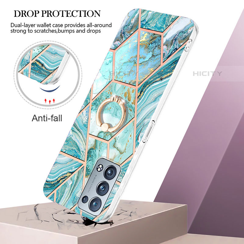 Coque Silicone Motif Fantaisie Souple Couleur Unie Etui Housse avec Support Bague Anneau Y01B pour Oppo Reno6 Pro 5G Plus