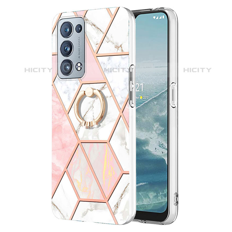 Coque Silicone Motif Fantaisie Souple Couleur Unie Etui Housse avec Support Bague Anneau Y01B pour Oppo Reno6 Pro+ Plus 5G Plus