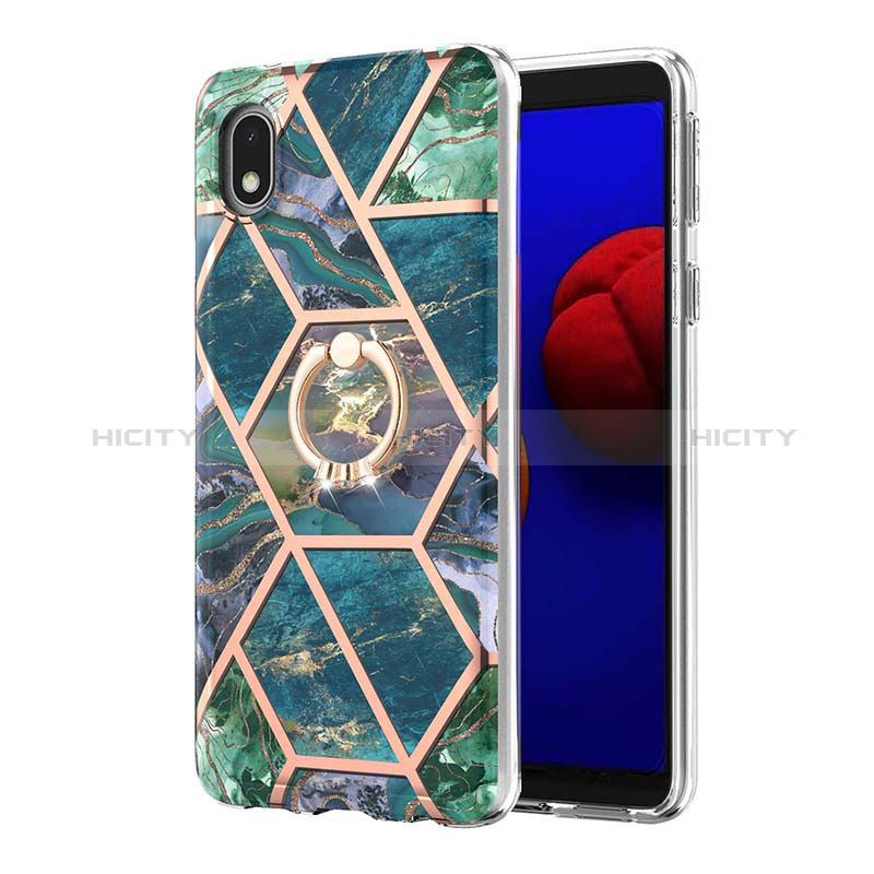 Coque Silicone Motif Fantaisie Souple Couleur Unie Etui Housse avec Support Bague Anneau Y01B pour Samsung Galaxy A01 Core Plus