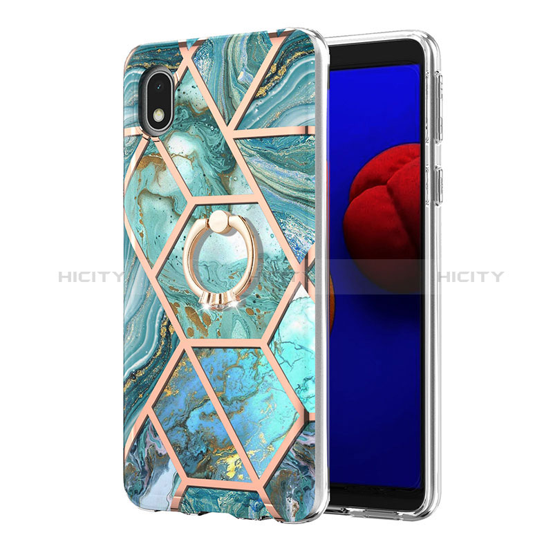 Coque Silicone Motif Fantaisie Souple Couleur Unie Etui Housse avec Support Bague Anneau Y01B pour Samsung Galaxy A01 Core Plus