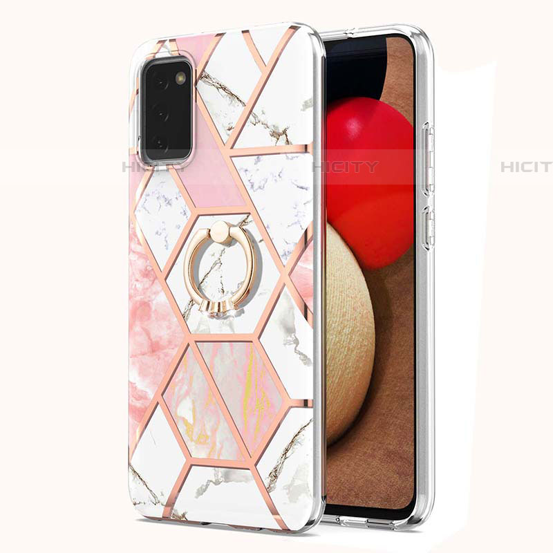 Coque Silicone Motif Fantaisie Souple Couleur Unie Etui Housse avec Support Bague Anneau Y01B pour Samsung Galaxy A03s Plus