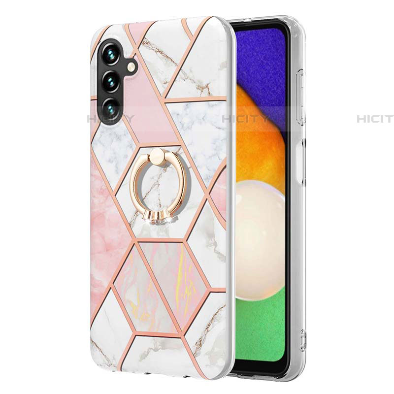 Coque Silicone Motif Fantaisie Souple Couleur Unie Etui Housse avec Support Bague Anneau Y01B pour Samsung Galaxy A04s Plus