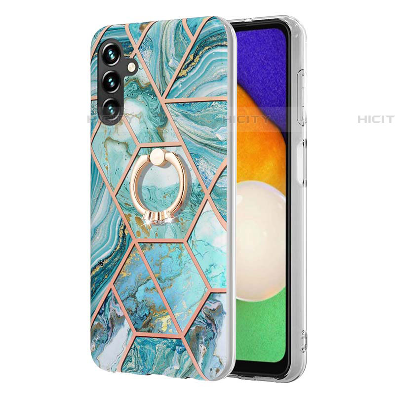 Coque Silicone Motif Fantaisie Souple Couleur Unie Etui Housse avec Support Bague Anneau Y01B pour Samsung Galaxy A04s Plus