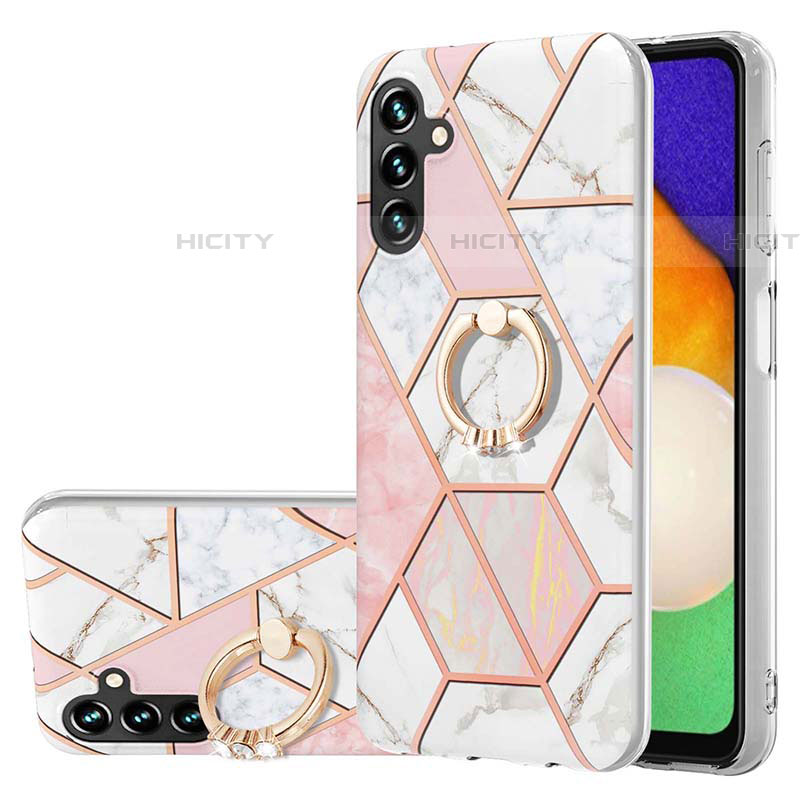 Coque Silicone Motif Fantaisie Souple Couleur Unie Etui Housse avec Support Bague Anneau Y01B pour Samsung Galaxy A04s Rose Plus