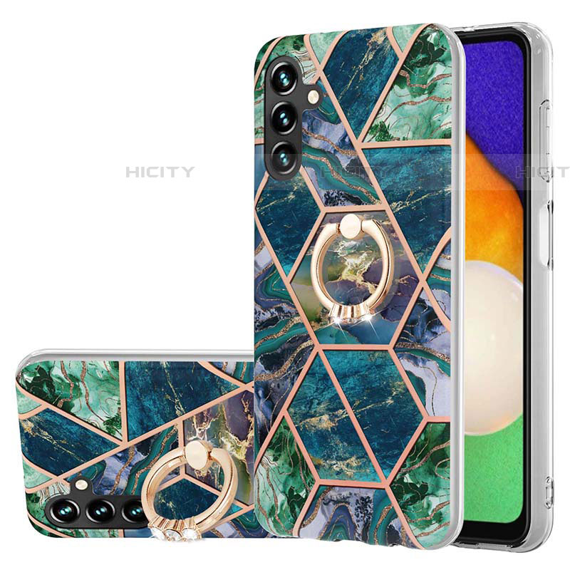 Coque Silicone Motif Fantaisie Souple Couleur Unie Etui Housse avec Support Bague Anneau Y01B pour Samsung Galaxy A04s Vert Nuit Plus