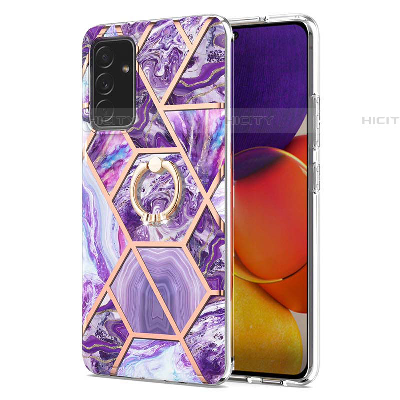 Coque Silicone Motif Fantaisie Souple Couleur Unie Etui Housse avec Support Bague Anneau Y01B pour Samsung Galaxy A05s Plus